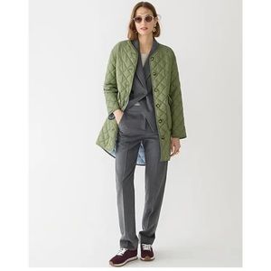 J Crew Reversible Quilted lightweight Greenwich jacket Color: Olive Blue